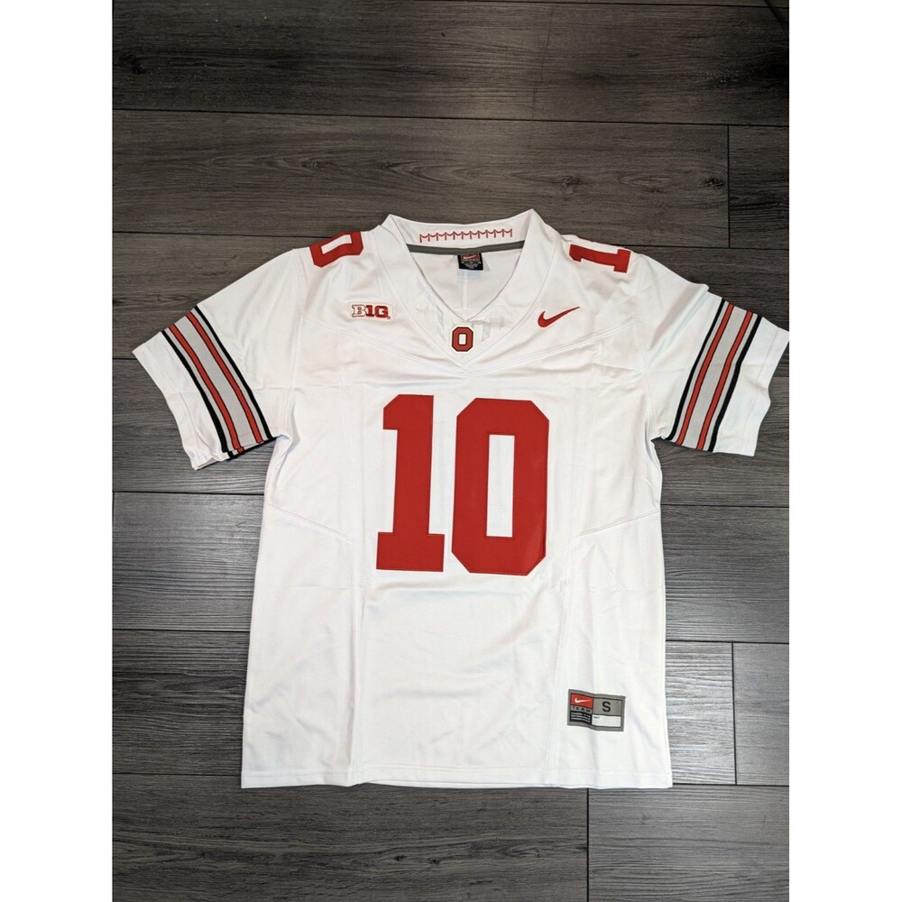 Julian Sayin #10 White Buckeye Stripe 2026 OSU Ohio State Football Jersey Small